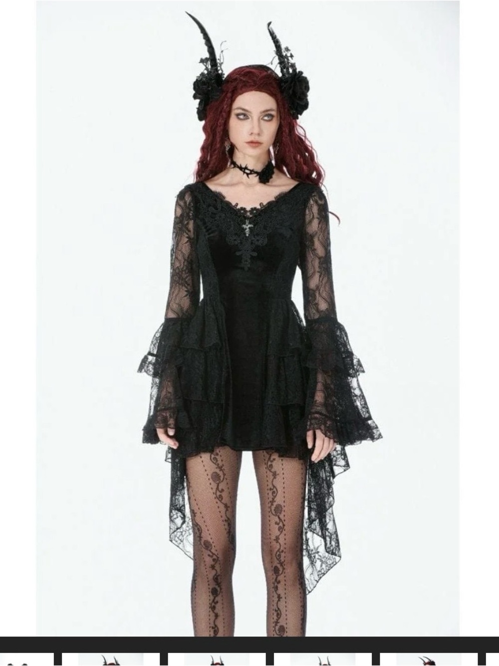 Victorian-Inspired Black Lace Long-Sleeve Dress